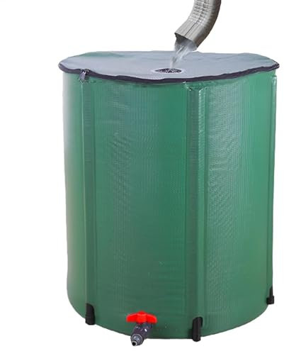 Tonneau de pluie pliable de 250 l avec kit de trop-plein de filtre | Collecteur d'eau de pluie pour jardin | Réservoir d'eau de pluie | Réservoir de stockage d'eau pliable