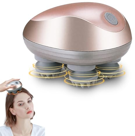 SGZIOO Elektronisk huvudmassager, IPX7 vattentät, elektronisk huvudmassageapparat med 4 huvuden och 3 lägen, elektrisk huvudmassageapparat för en avslappnande hårbottenmassage