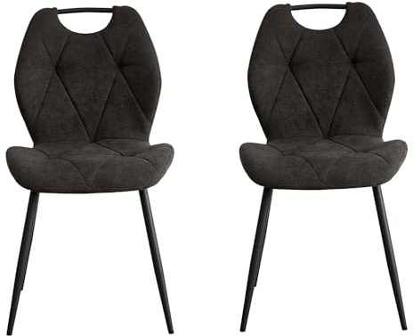 EGOONM Set med 4 matstolar i tyg, mitten av århundradet moderna köksstolar med stoppat ryggstöd och sits för kök, sovrum och vardagsrum. (svart, set med 2)