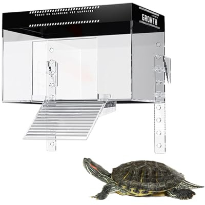 Plateforme solaire en acrylique pour tortues, avec deux supports, deux types de rampes, petit terrarium surélevé pour petites tortues, petits reptiles, animaux aquatiques