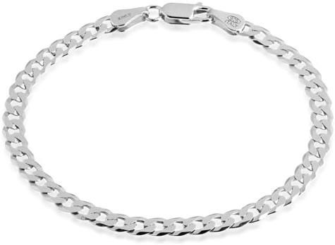 QUADRI - Bracciale Uomo Argento 925 Cubano Diamantato - Bracciale Argento Donna Made in Italy - Idea Regalo - Larghezza 5 mm - Lunghezza 18 cm