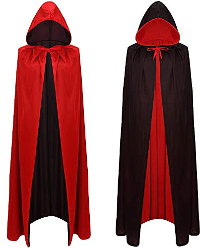 A-SZCXTOP 59 Halloween Vampire Cloak Capes,Unisex Reversible Hooded Vampire Witch Cloak Cape for Christmas Halloween Party Cosplay Costumes,Adult or Children Kids Costume (L)