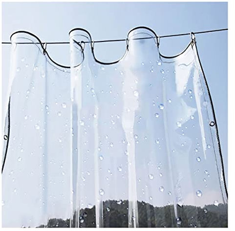Wasserdichtes Transparent Plane mit Ösen, Klare PVC Wetterfeste Abdeckplane, Reißfeste Vorhang für Terrassen Balkon, Pflanzendecke, Regenschutz Planen, 400g/m²(1x2m)