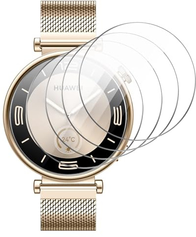 GIOPUEY Skärmskydd för Huawei Watch GT 4 41 mm, [4-pack] härdat glas skärmskyddsfilm, [Anti-bubbla] [slitstark] – genomskinlig