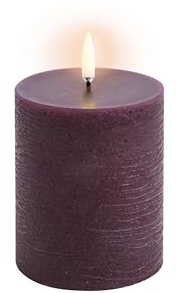 Piffany Copenhagen Uyuni UL-PI-PL78010 LED Pillar Candle, Plum, Rustic – 7,8 x 10,1 cm