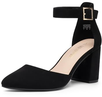 DREAM PAIRS Escarpins Femme Petit Talon Bout Pointu, Chaussures à Talon Confort Chic pour Mariage, Bureau ou Soirée – Talon 7,5 cm,Size 38,Noir-Nubuck,SDPU2430W