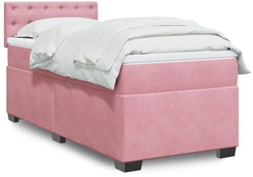 vidaXL Cama Box Spring con colchón Terciopelo Rosa 80x200 cm, boxspring, Camas con somier, Cama de Plataforma, Cama con somier, Cama, Cama de diván