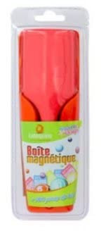 cavernedesjouets Boite magnetique Bicolore Rose/Rouge Baton + 100 pions jetons - kit Jeu Bingo Loto 3 en 1 - Set Accessoires et Carte Animal