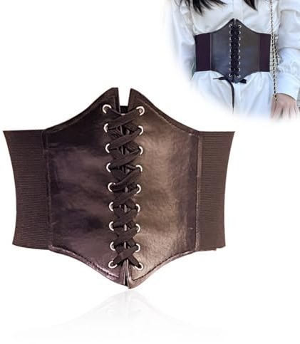 BQRKOTM 1 pieza cinturón corsé flexible para mujer piel corsé con cordones cinturón elástico cinturón retro cinch adecuado para mujeres con faldas y camisas