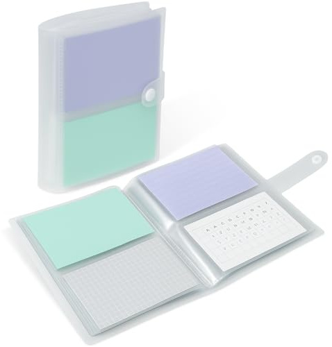 Jactales 3x5 Index Card Holder Organizer - Clear Card Binder for Flash Card, Note Card Storage, 50 Sheets Plastic Sleeves Indexcard Booklet Folder, Stores Up to 200 Cards