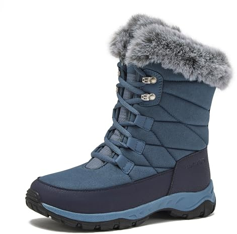 Lands' End Expedition Max Waterproof Insulated Womens Snow Boots, Winter Boots for Women, Medium or Wide Width Sizes 6 to 11, Black, Brown, Blue, White or Grey Winter Shoes - Medium Blue, 9 Wide