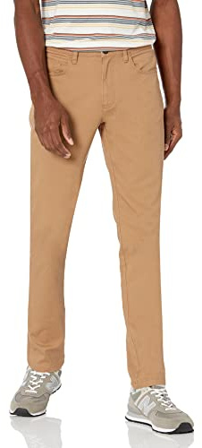 Amazon Essentials Pantalon Chino Stretch Confortable à 5 Poches Coupe Ajustée (Déjà Goodthreads) Homme, Brun Kaki Clair, 42W / 34L