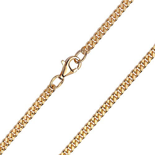 MATERIA Damen Herren Kette 333 Gold - massiv Goldkette Panzerkette 2,4mm flach 50 cm - Made in Germany #K99-50cm