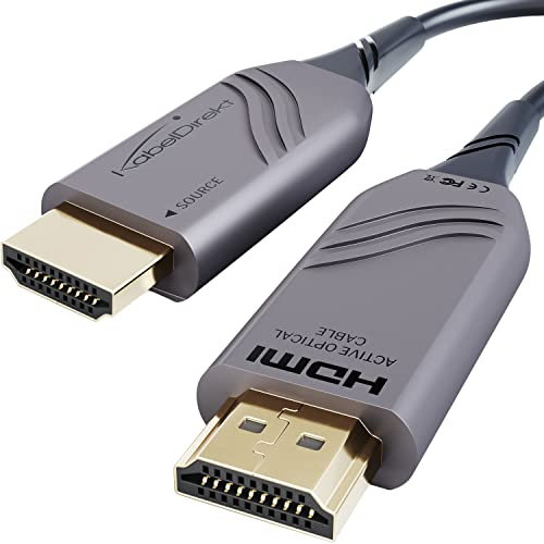 KabelDirekt – Cavo 8K HDMI 2.1 ottico, certificato con perdita di segnale dello 0% – 15 m (8K@60Hz, Ultra High Speed HDMI, cavo flessibile in fibra ottica con licenza ufficiale)