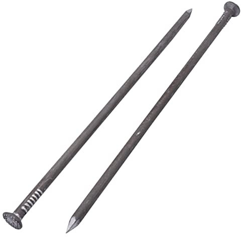 Paquete de 16 clavos de construcción de acero al carbono de 7,6 x 260 mm, cabeza redonda plana, clavos de alambre comunes multiusos, carpintería (16, 7,6 x 260 mm)