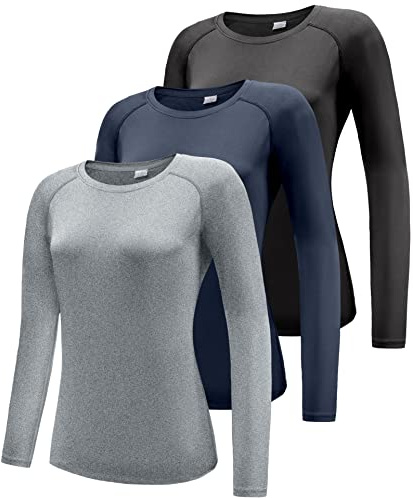 Boyzn Women's 3 Pack Short/Long Sleeve Workout Running Shirts, UPF 50+ Sun Protection Shirts, Athletic Exercise Gym T-Shirts