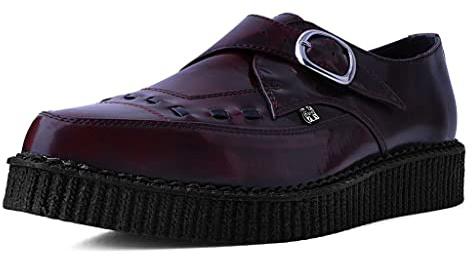 T.U.K Pointed Buckle Creeper Shoes Burgundy