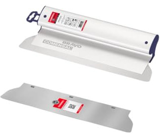 COMENSAL Profi-Set - Flächenspachtel 400 mm mit Blatt 0,3 mm - Ersatzblatt 0,5 mm - Breitspachtel - Dekorspachtel - Fassadenspachtel - Edelstahl - Made in EU