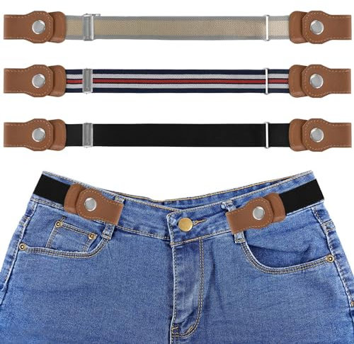 Tibapla 3 Stück Gürtel Ohne Schnalle, Unsichtbarer Gürtel Kinder, Verstellbarer Gürtel 37 cm bis 57 cm, Schnallenfreier Kindergürtel, Elastischer Gürtel Ohne Schnalle für Jungen Mädchen