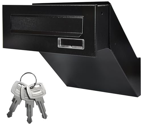 ALSTEN TECH Buzón de pared para tu casa u oficina – para muro – Buzón empotrable con placa para nombre, buzones en color negro antiguo A4 – Acero galvanizado RAL9017