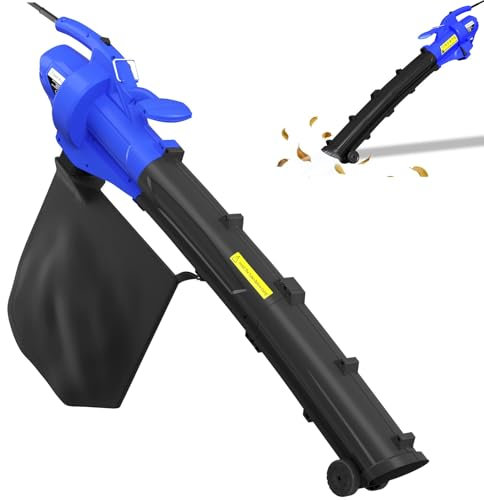 Souffleur de Feuilles électrique à Main, aspirateur et broyeur 3 en 1, aspirateur Domestique, Modes de Vitesse réglables, aspirateur extérieur de Jardin pour Feuilles et coupures d'herbe - Sac de co