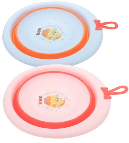TOYANDONA Lavabo Plegable Para Ñiño Dibujos Animados, Diseño Ligero y Durable, Material Seguro, Adecuado Para Recién Nacidos Hogar y Viaje, Práctico Para Lavar Cara y Pies, Pack 2 Unidades
