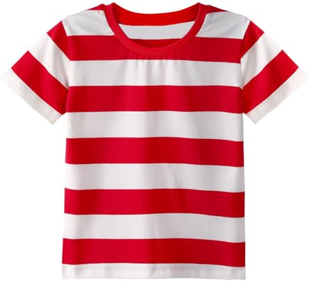MOMBEBE COSLAND Camiseta de Rayas para Niños Camisetas de Algodón de Manga Corta, 2 Años - Large