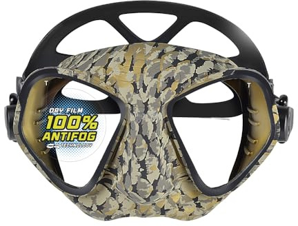 C4 Maschera CONDO-R SNAKE CAMU ANTIFOG per Apnea Pesca sub Snorkeling e Immersioni (SNAKE CAMU ANTIFOG)