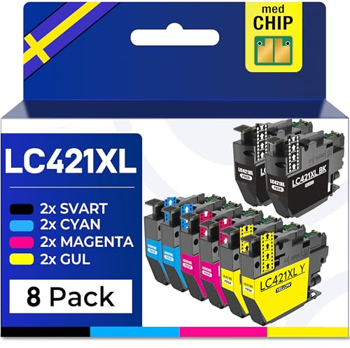 Supply Guy LC421XL Bläckpatroner kompatibla med Brother LC421 LC421VAL för DCP-J1050DW DCP-J1140DW MFC-J1010DW Multipack 8 patroner