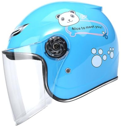 FRCOLOR Casque Intégral pour Garçon et Filles Large Visière Claire, Motif Dessin Animé, Léger et Portable en PP, pour Patinage Extérieur et Vélo Sécurisé