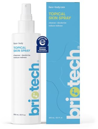 BRIOTECH Topical Skin Spray, Hypochlorous Acid Spray for Sensitive Skin, HOCl Facial Mist, Full Body Support Against Irritation, Calm Redness, Soothe Foot & Scalp, 8.5 oz (1 Pack)