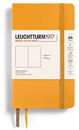 LEUCHTTURM1917 365645 Notizbuch Pocket (A6), Softcover, 123 nummerierte Seiten, Rising Sun, Blanko