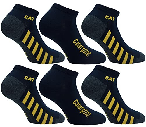 Caterpillar 6 Paia Calzini Sneaker Lunghezza Caviglia - Punta e Talloni Rinforzati - Cotone (Blu, 43-46)