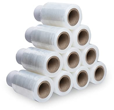 V1 TRADE Mini stretchfolie transparent – 40 filmrullar 150 m x 10 cm | Skötfolie och förpackningsfolie – 150 m lång och 10 cm bred – för buntning, förpackning och skydd av små föremål.
