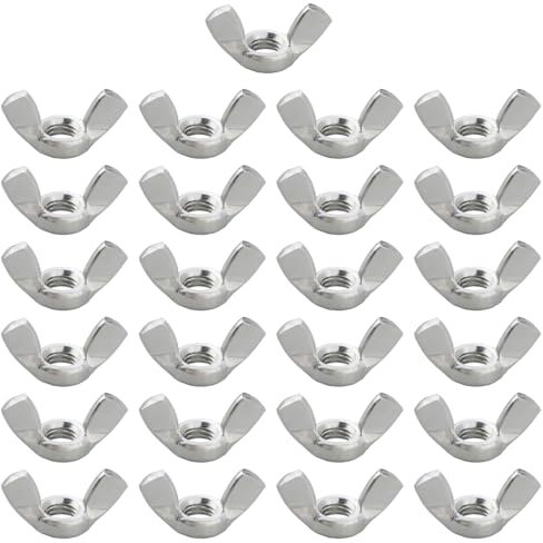 25 Stück Flügelmuttern Edelstahl Wing Nut Rostfreie Schmetterlingsmuttern Set zur Universellen Nutzung Schwerlast Zertifizierter Standard Flügelmutter für Anlagen DIY Tools Silber (M8)