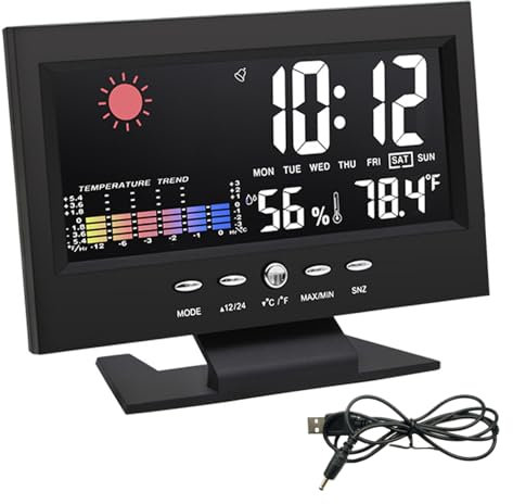 Station Météo Intérieure Et Extérieure Horloge Météo à Affichage Couleur Numérique Avec Température Humidité Calendrier Thermomètre De Stations Météorologiques Sans Fil Avec Rétro-éclairage