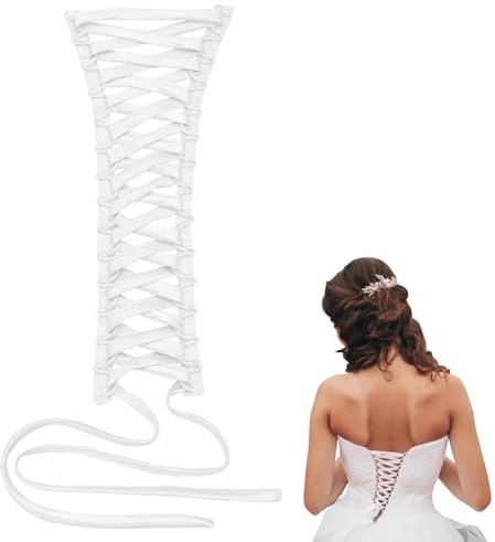 NBEADS Corset Back Kit, Wedding Dress Corset Kit Women's Wedding Dress Zipper Replacement Polyester Adjustable Fit Satin Corset Back Kit for Formal Prom Dress, White
