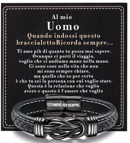 YADOCA Bracciale Uomo Ti Amo Regali per Uomo Bracciale in Pelle Regalo Marito Regalo di Natale per Fidanzato Regalo di Anniversario per Lui Regali di Anniversario di Matrimonio per Uomo