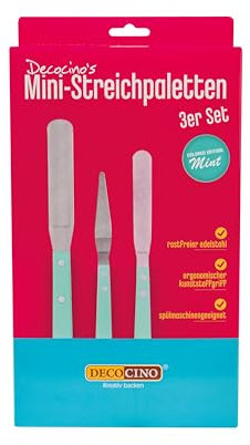 DECOCINO 3er Streichpaletten Set - Mini-Streichpaletten Set - Spitz-, Winkel- und Streichpalette, rostfreier Edelstahl, Spülmaschinengeeignet, modernes Mint trifft auf Edelstahl, Profiqualität