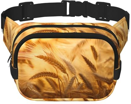 WBQLSL Hüfttasche mit Weizen-Motiv, stilvolle Umhängetasche, leichte Reise-Sport-Brusttasche