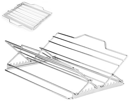 Grille de four réglable en acier inoxydable - Passe au lave-vaisselle - Support de rôtissage pour dinde, poisson, bœuf, steak, côtelettes de porc, camping, maison, dîner de Noël