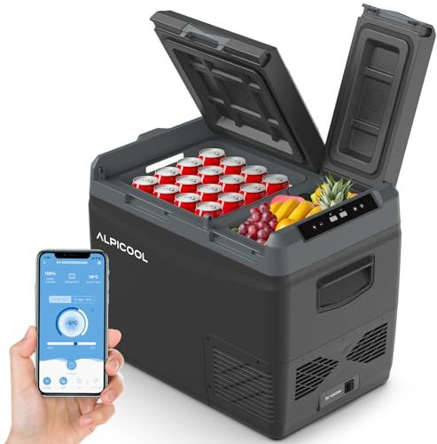 Alpicool KLS48 39L Réfrigérateur de Voiture avec APP, Dual Zone Glaciere Portable 2026,12V/24V DC 100-240V AC,Glacière à Compression pour Camping,Camion,-20℃-20℃,Plateau à Glaçons Offert,Noire