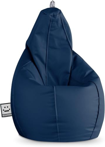 HAPPERS Puff Pera para Salón y Dormitorio con Relleno | Polipiel Alta Resistencia | Sillón Relax Ergonómico Infantil y Juvenil | Puff para Leer y Jugar | Azul 130x75 XL
