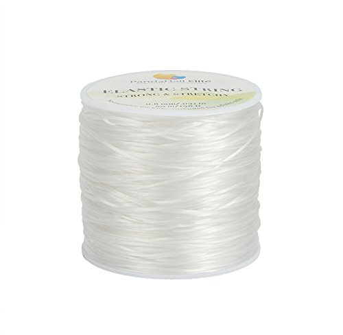 PH PandaHall Environ 60m Fil Élastique en Fibre Corde Élastique Bijoux Perle Fils élastiques Multibrins pour Enfiler des Perles Bracelets et Artisanat, Transparent, 0.8mm