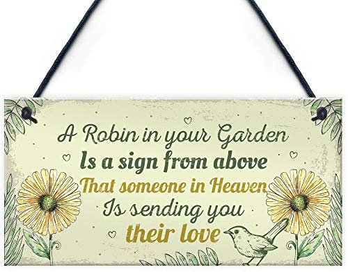 RED OCEAN Robin Memorial Garden Bereavement Sign Family Love Hanging Plaque Grave