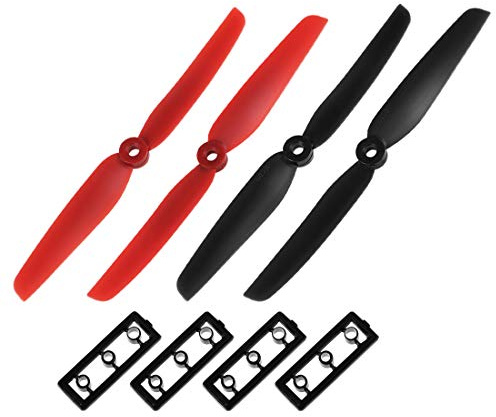 sourcing map RC Propellers 6030 6x3 Inch CW CCW 2-Vane for Quadcopter Hexacopter Multirotor, Black Red 2 Pairs with Adapter Rings