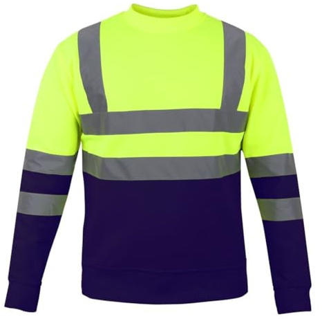 janisramone® Herr Hi Vis reflekterande synlighet huvtröja kontrast lapp fleece sweatshirt arbete huvtröja jacka, herr fleecejackor full dragkedja, Hi Viz arbetshuvtröjor för män, pullover arbetströja
