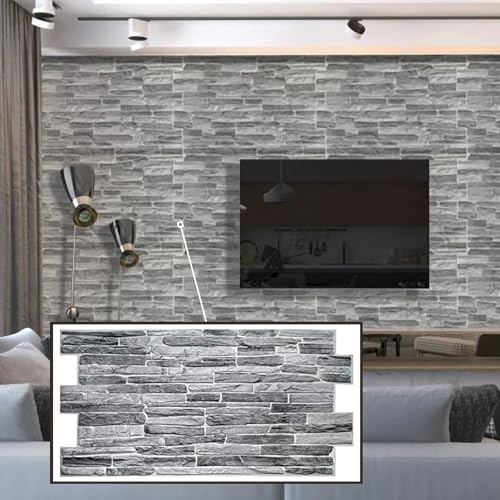 Untitled 3D-Wandpaneele PVC | Schieferstein Optik | 1-20 Platten - 0.5-10 m² | Für Wohnzimmer, Küche & Bad | Einfache DIY-Montage (1, Dark Gray)