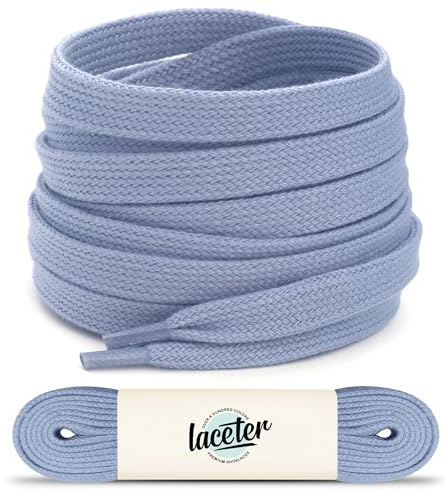Laceter Lacci Piatte per Scarpe da Ginnastica, Sneakers e Stivali - Resistenti e Duraturi, Larghezza 8mm - Disponibili in Diverse Lunghezze e Colori per Uomo, Donna e Bambini - Cielo blu, 150 cm