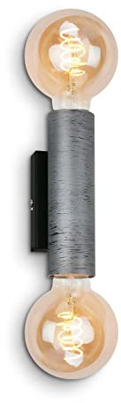 BRILONER Leuchten - Wandleuchte vintage, Wandspot retro, Wandlampe Up & Downlight, 2x E27 Fassung, Silver-Crafted, Schwarz